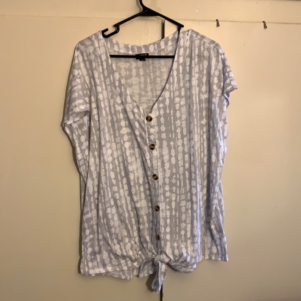 Torrid grey striped shirt with tie front